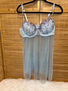 Vintage Fashion Bug babydoll features sheer mesh chemise bra top fairycore 18